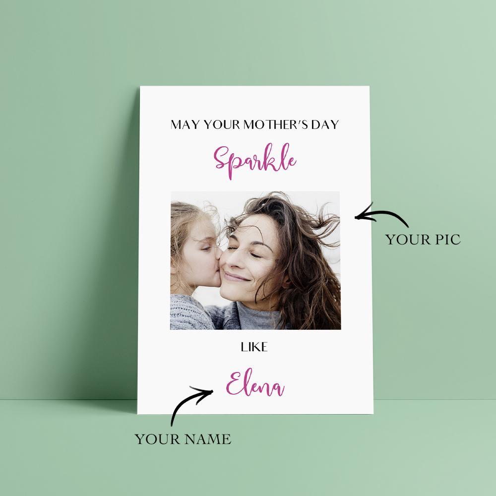 Custom Photo And Engraved Card Gift For Mother's Day - 