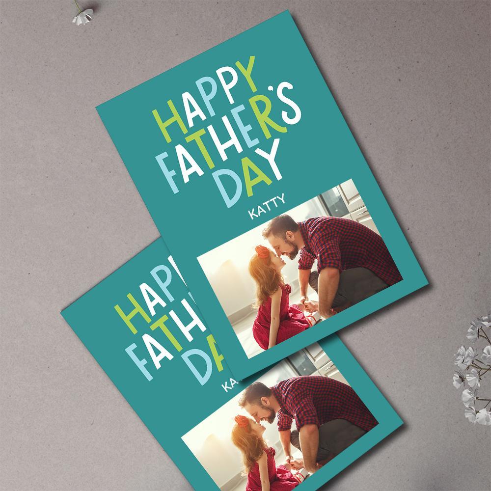 Custom Photo And Text Greeting Card Gift For Father's Day - 