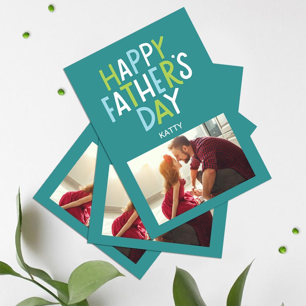 Custom Photo And Text Greeting Card Gift For Father's Day - 