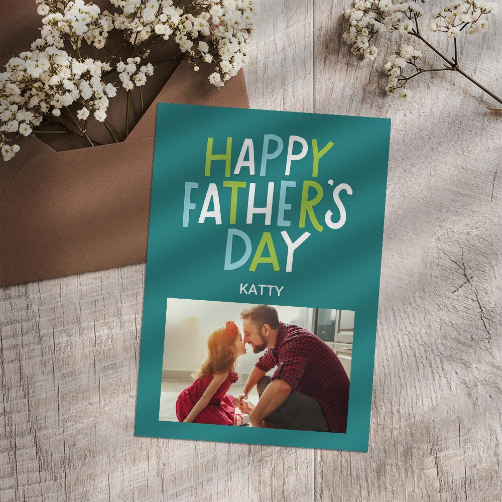 Custom Photo And Text Greeting Card Gift For Father's Day - 