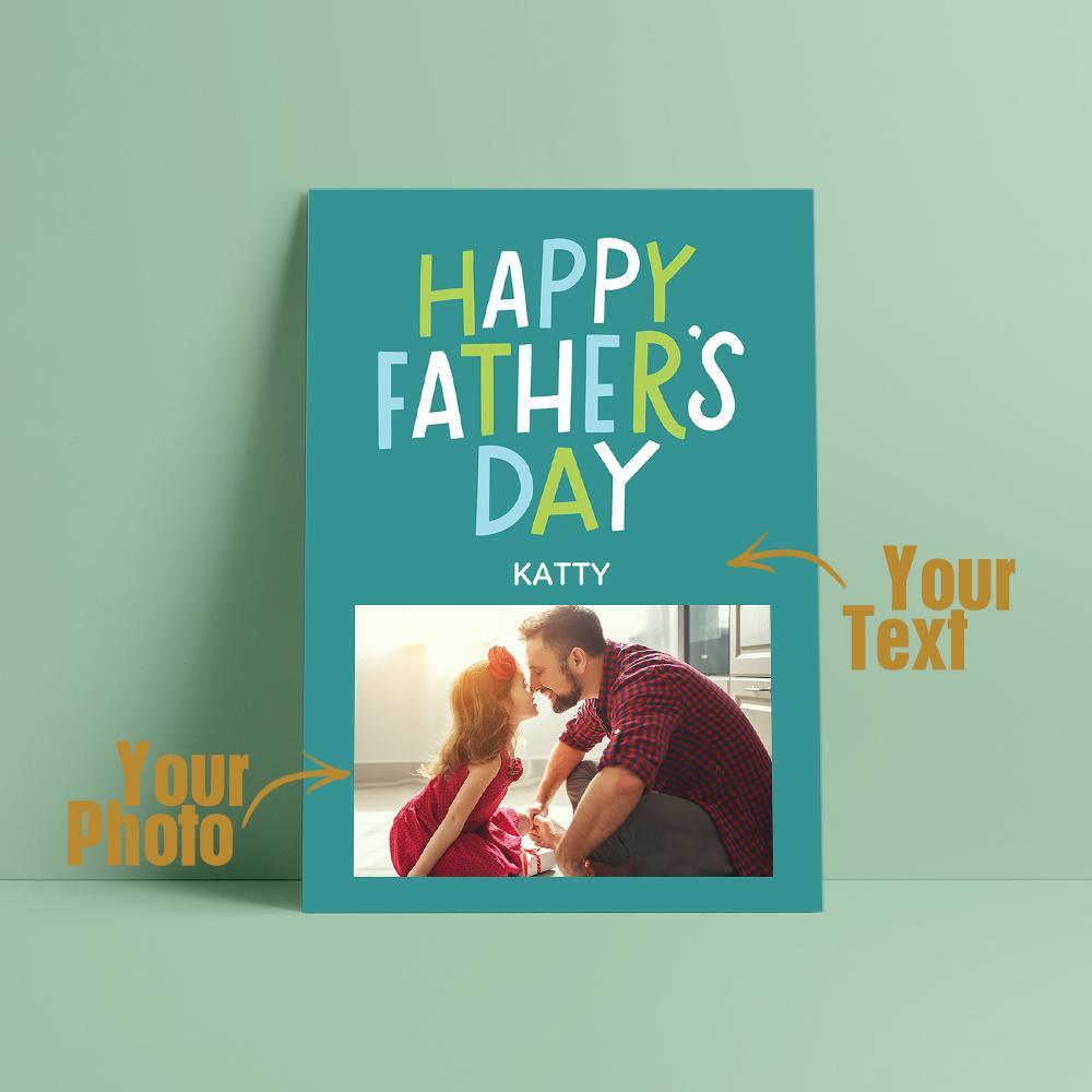 Custom Photo And Text Greeting Card Gift For Father's Day - 