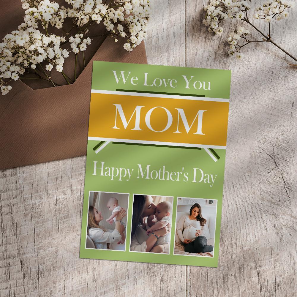 Custom Greeting Card With 3 Photo Special Card Gift For Mother's Day - 
