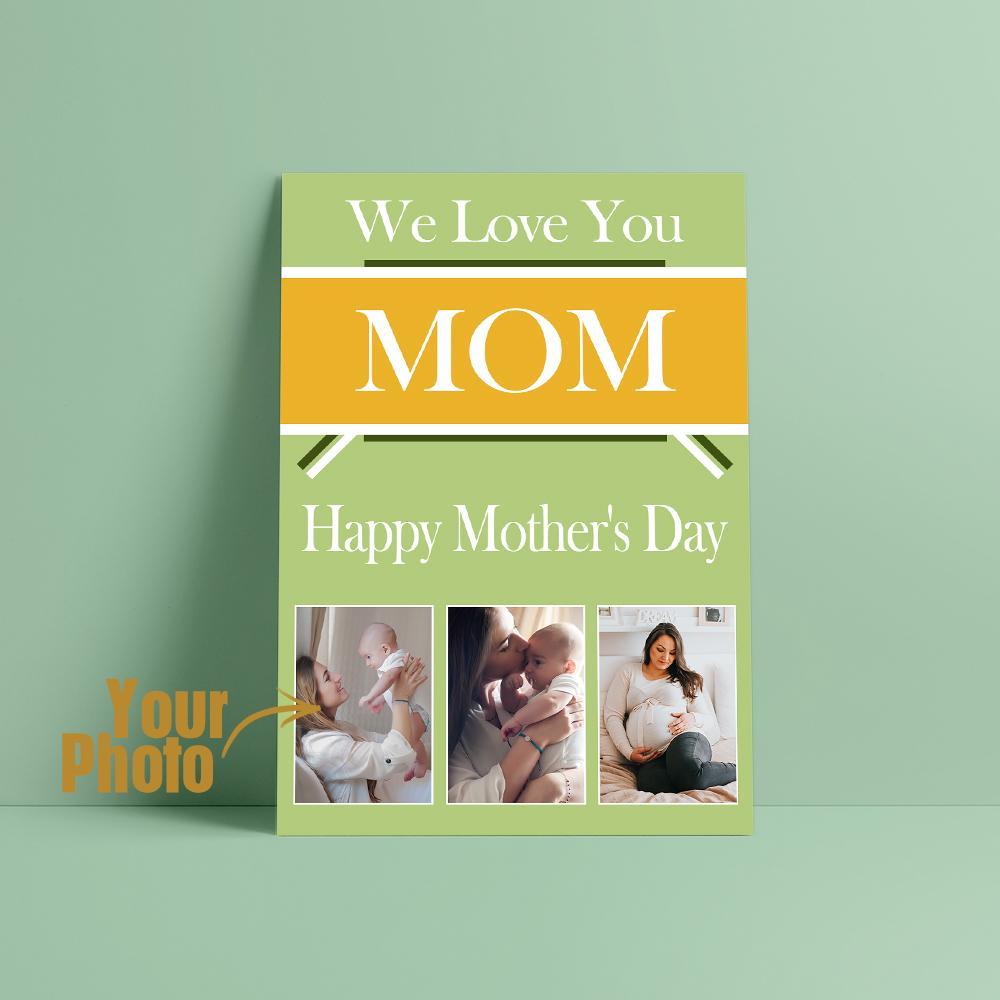 Custom Greeting Card With 3 Photo Special Card Gift For Mother's Day - 