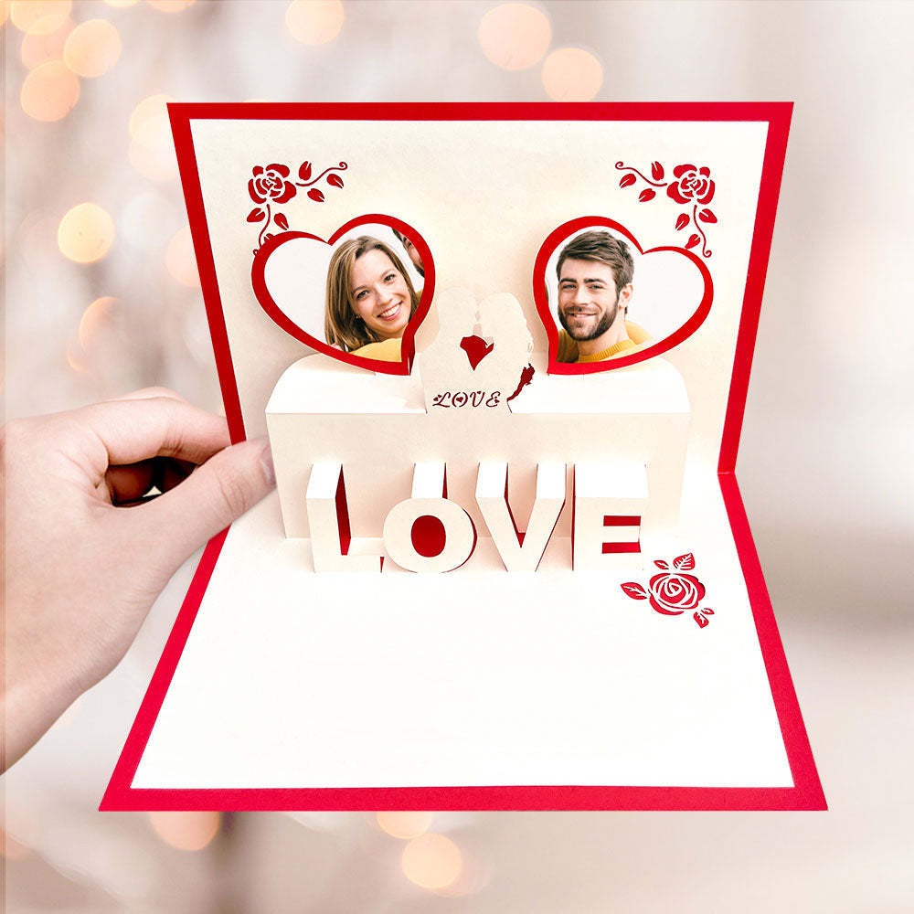 Custom Photo 3D Pop-Up Card Personalized Heart Pop Up Greeting Card - soufeelmy