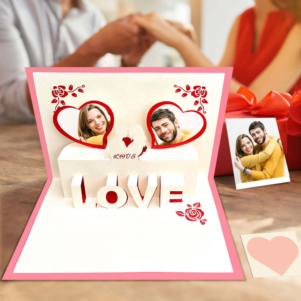 Custom Photo 3D Pop-Up Card Personalized Heart Pop Up Greeting Card - soufeelmy