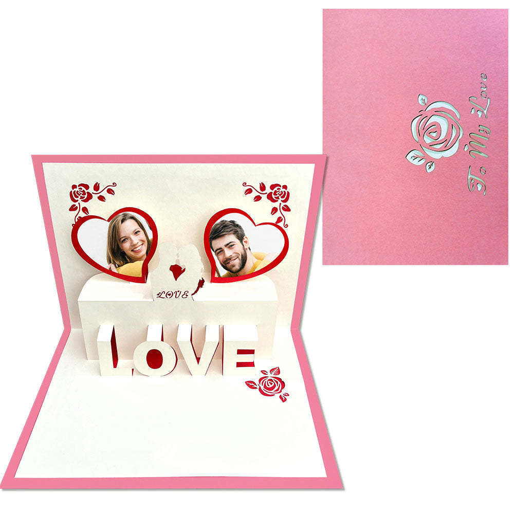 Custom Photo 3D Pop-Up Card Personalized Heart Pop Up Greeting Card - soufeelmy