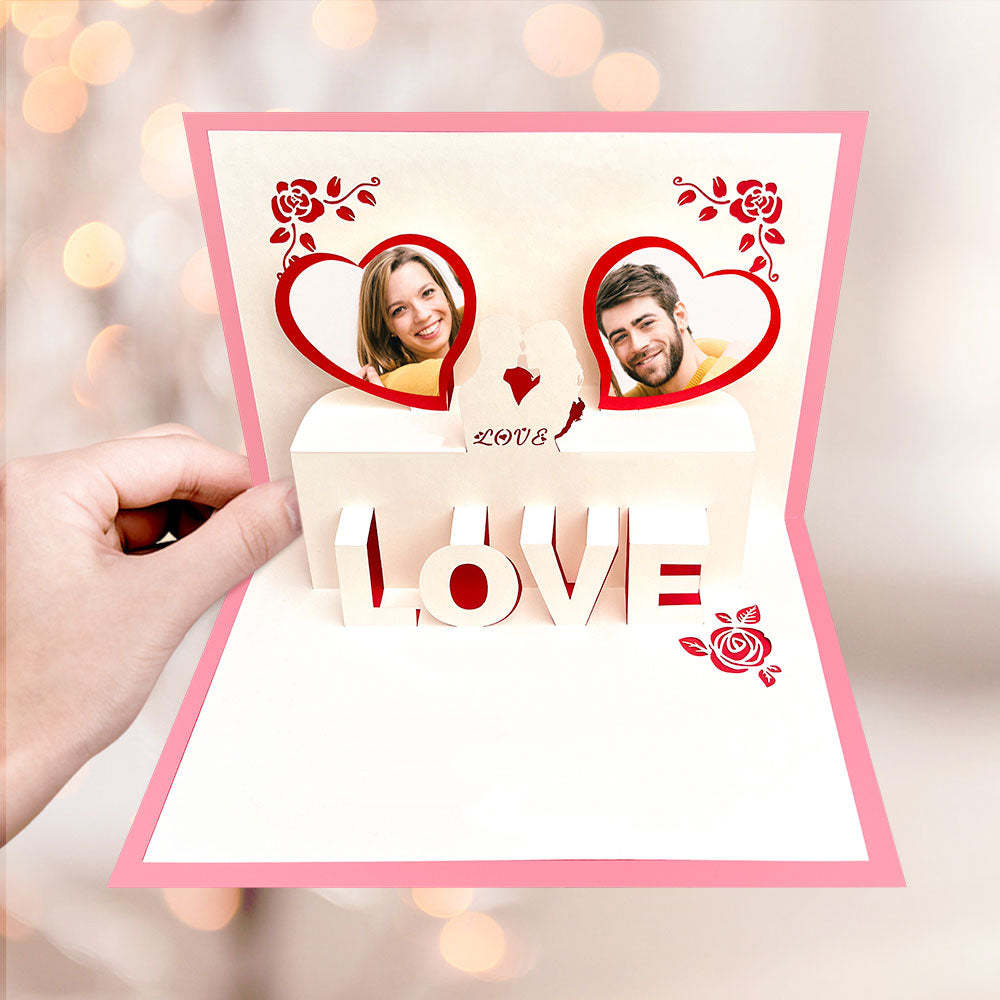 Custom Photo 3D Pop-Up Card Personalized Heart Pop Up Greeting Card - soufeelmy