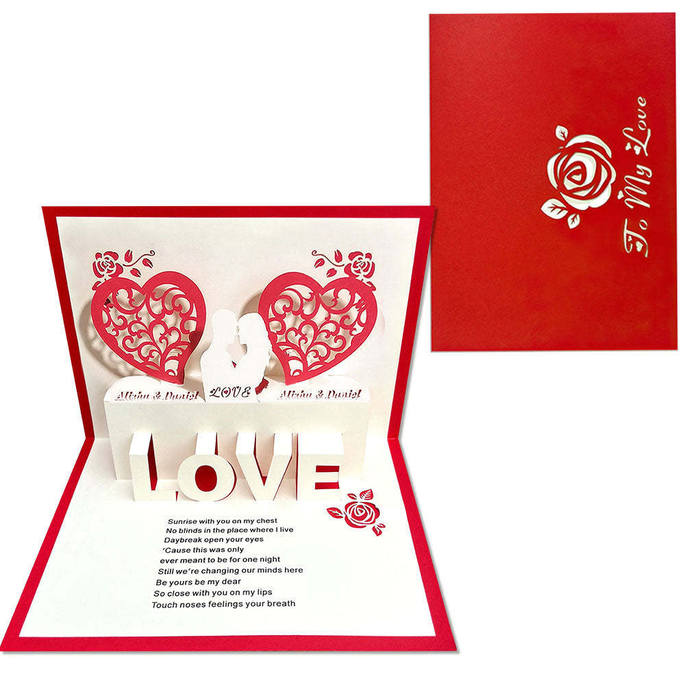 Custom Name 3D Pop-Up Card Personalized Heart Couple Pop Up Greeting Card - soufeelmy