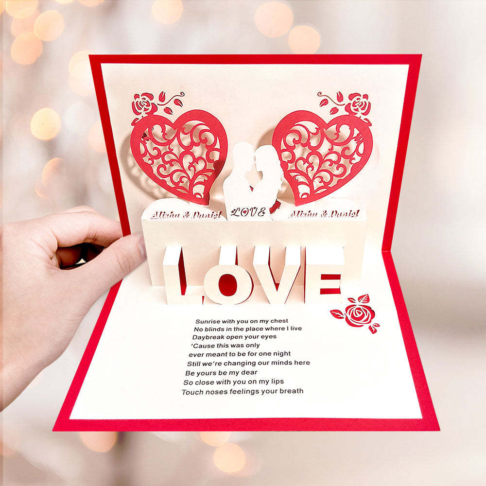 Custom Name 3D Pop-Up Card Personalized Heart Couple Pop Up Greeting Card - soufeelmy