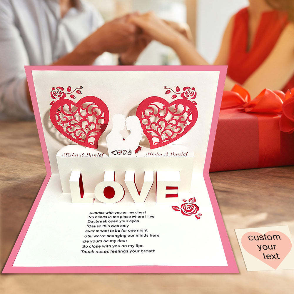 Custom Name 3D Pop-Up Card Personalized Heart Couple Pop Up Greeting Card - soufeelmy