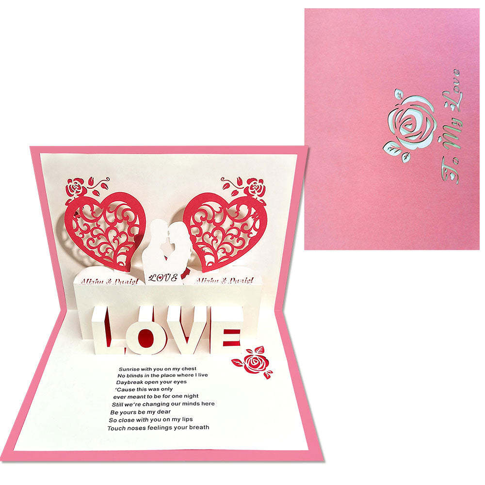 Custom Name 3D Pop-Up Card Personalized Heart Couple Pop Up Greeting Card - soufeelmy