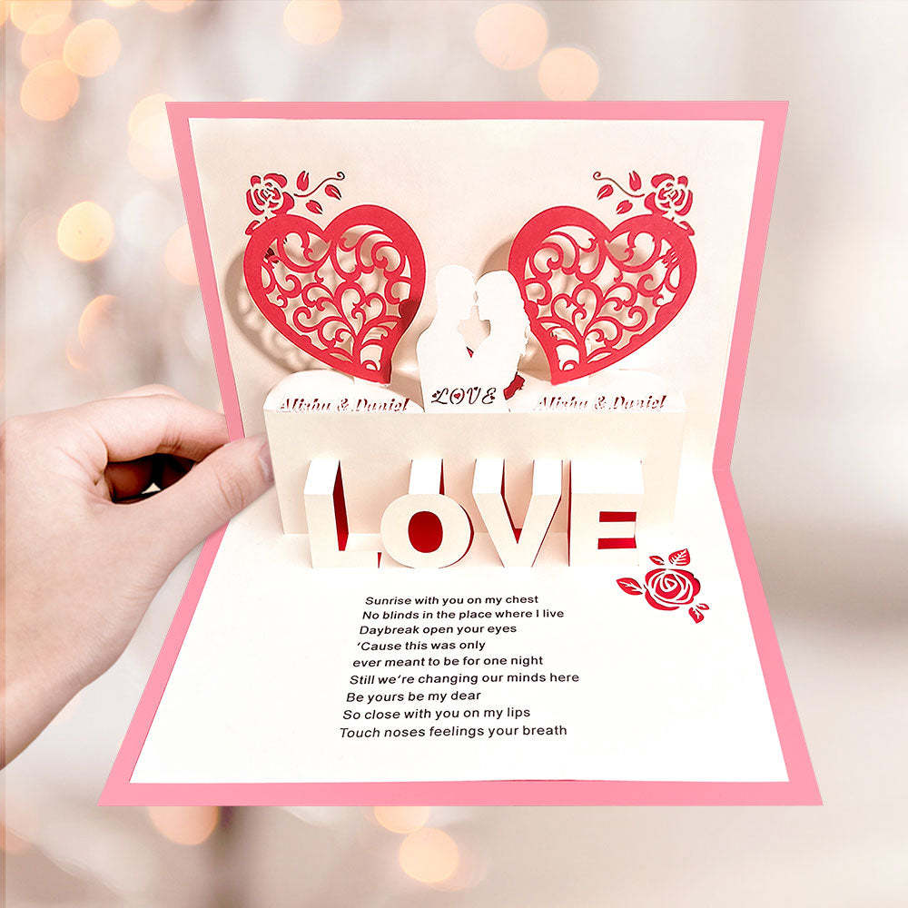 Custom Name 3D Pop-Up Card Personalized Heart Couple Pop Up Greeting Card - soufeelmy