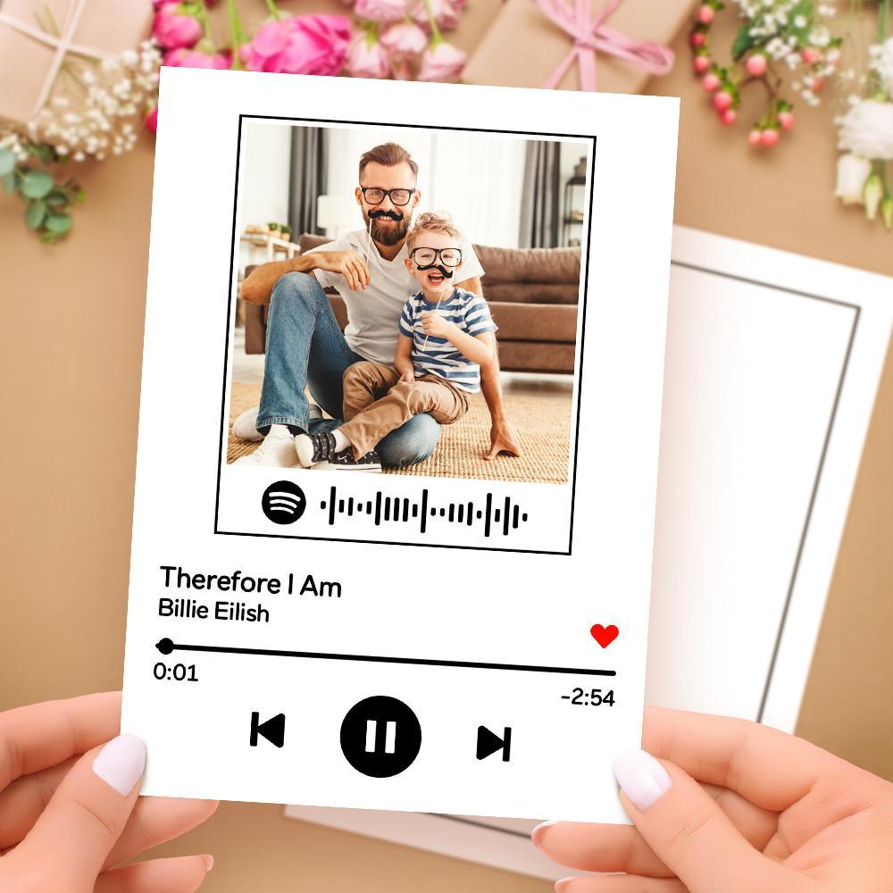 Custom Spotify Code Music Cards With Your Photo Gift For Dad - 