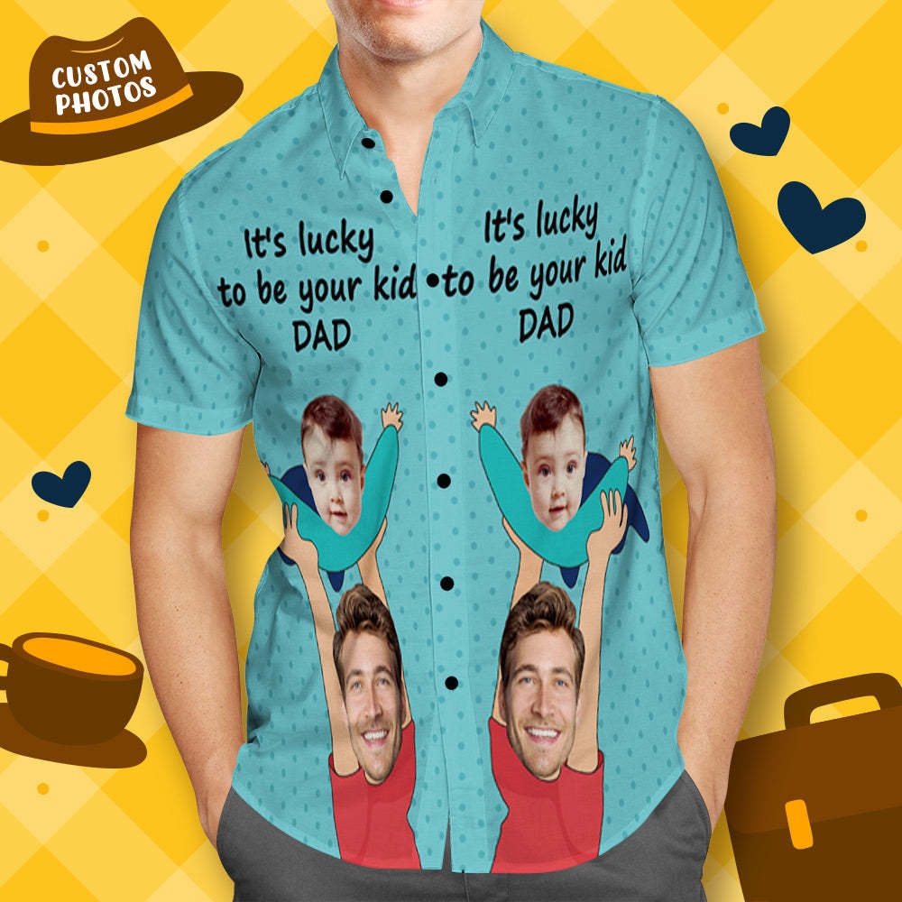 Custom Face Hawaiian Shirt Father Kid Shirt Gift for Dad -