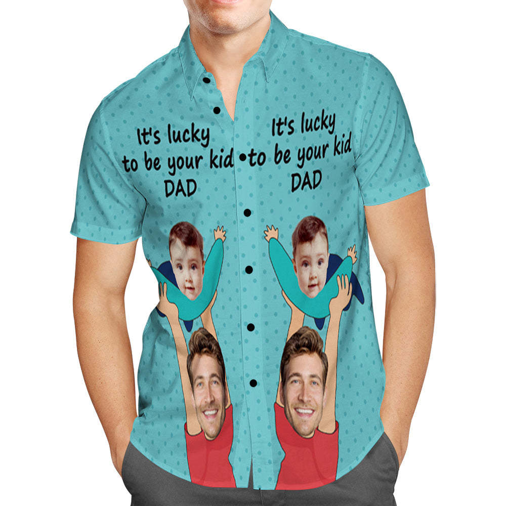 Custom Face Hawaiian Shirt Father Kid Shirt Gift for Dad -