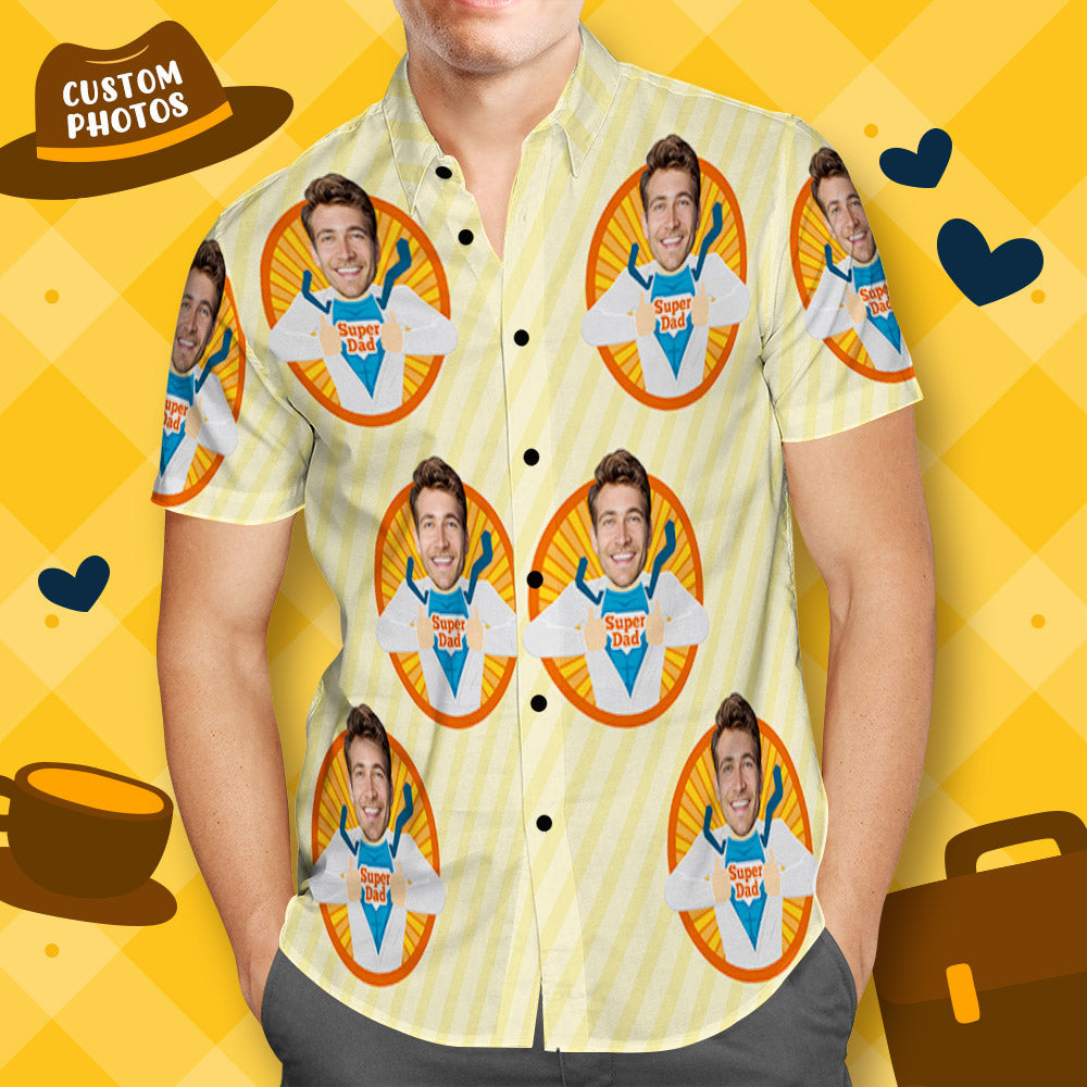 Custom Face Hawaiian Shirt Super Dad Father's Day Gift -