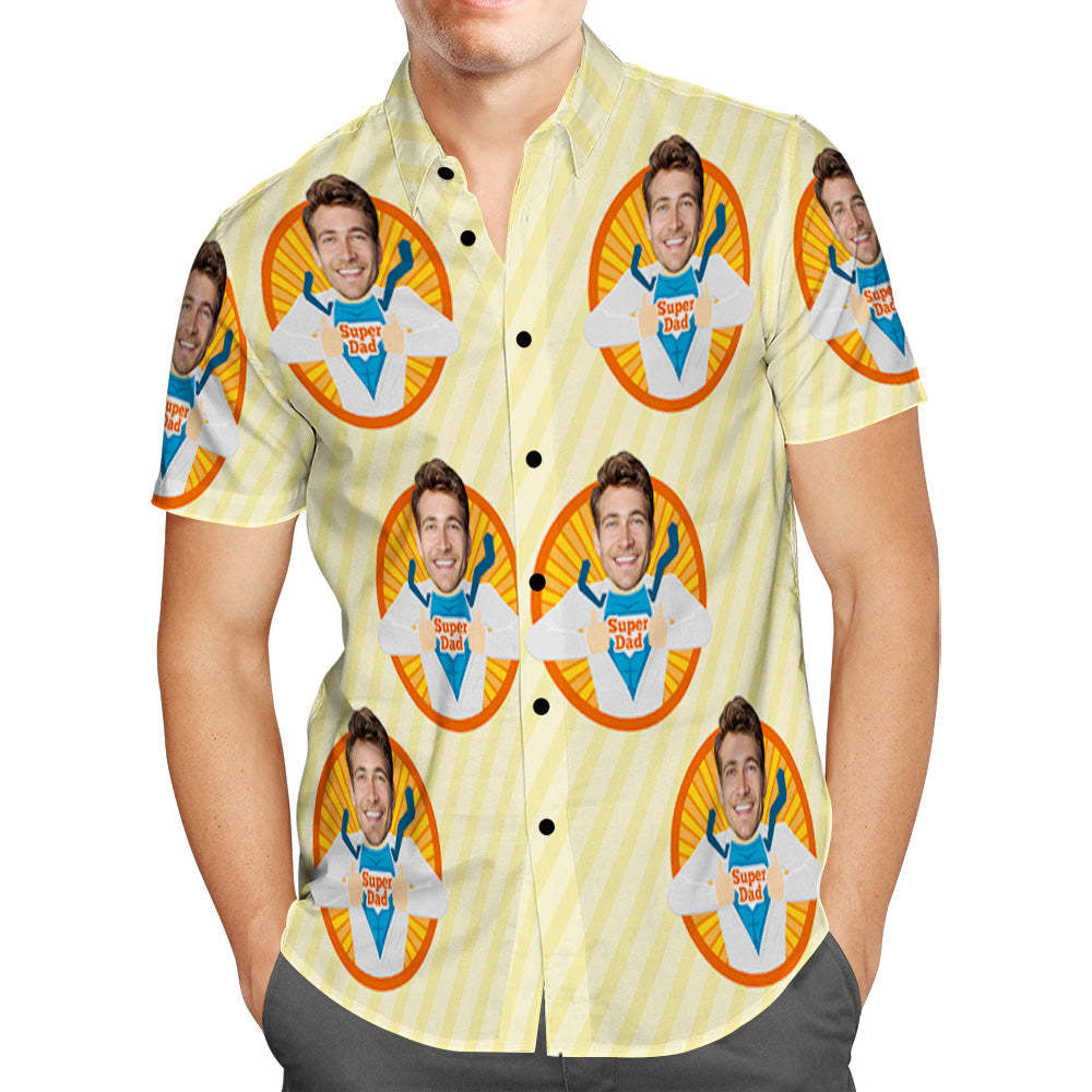 Custom Face Hawaiian Shirt Super Dad Father's Day Gift -