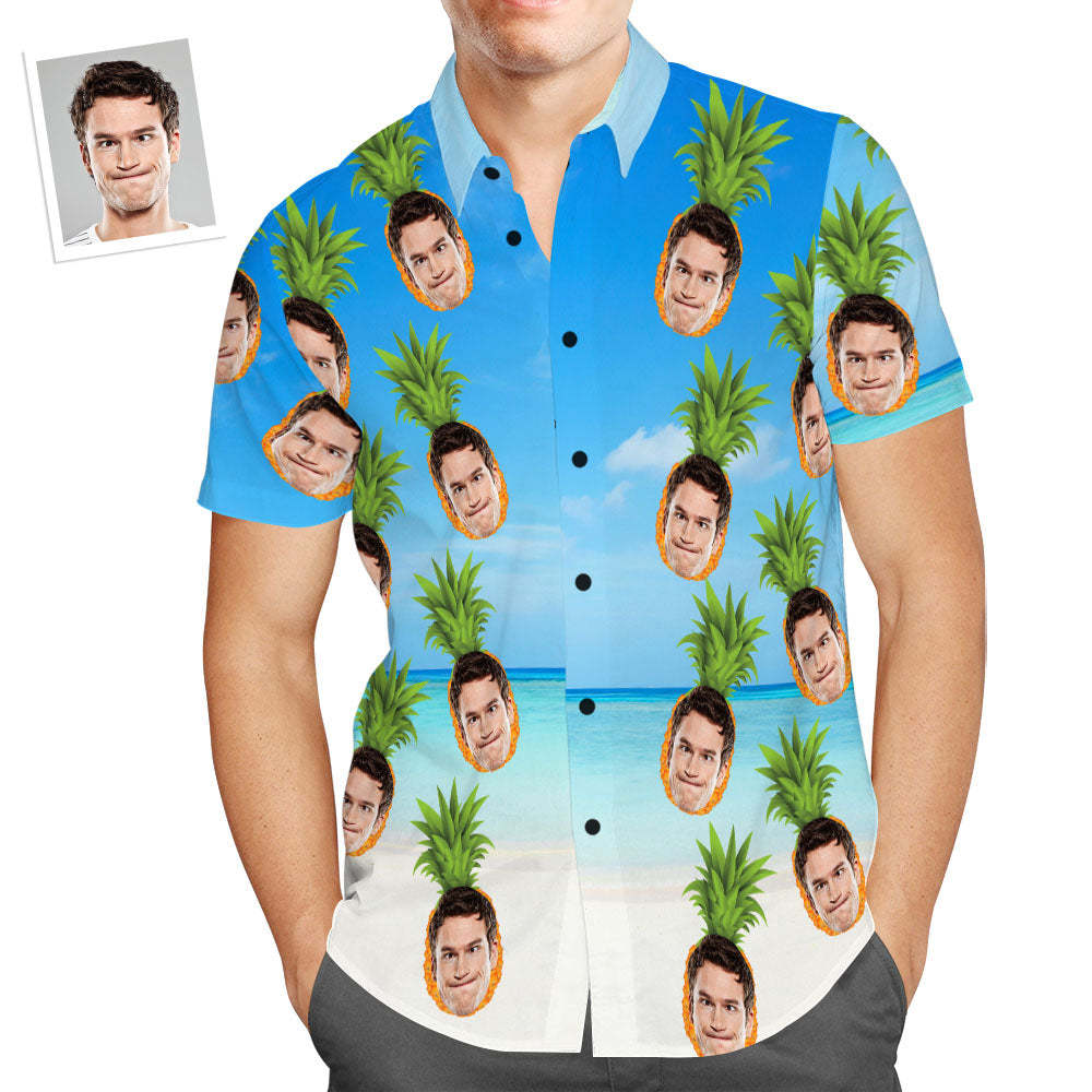 Custom Face Hawaiian Shirt Funny Pineapple Beach Shirt Holiday Gift