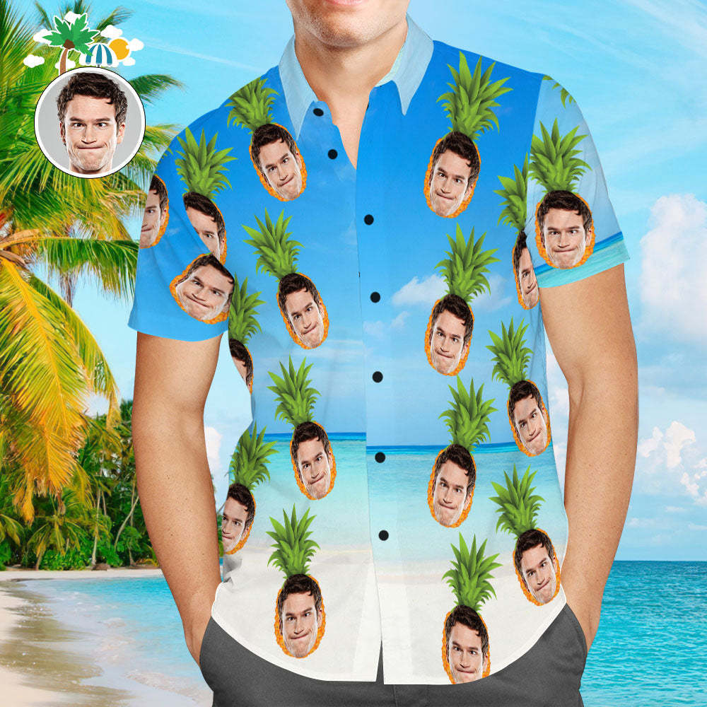Custom Face Hawaiian Shirt Funny Pineapple Beach Shirt Holiday Gift