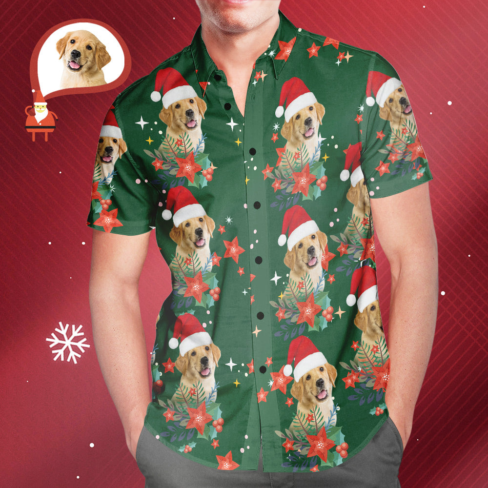Men's Custom Photo Christmas Hawaiian Shirts Christmas Gift for Pet Lovers - soufeelmy