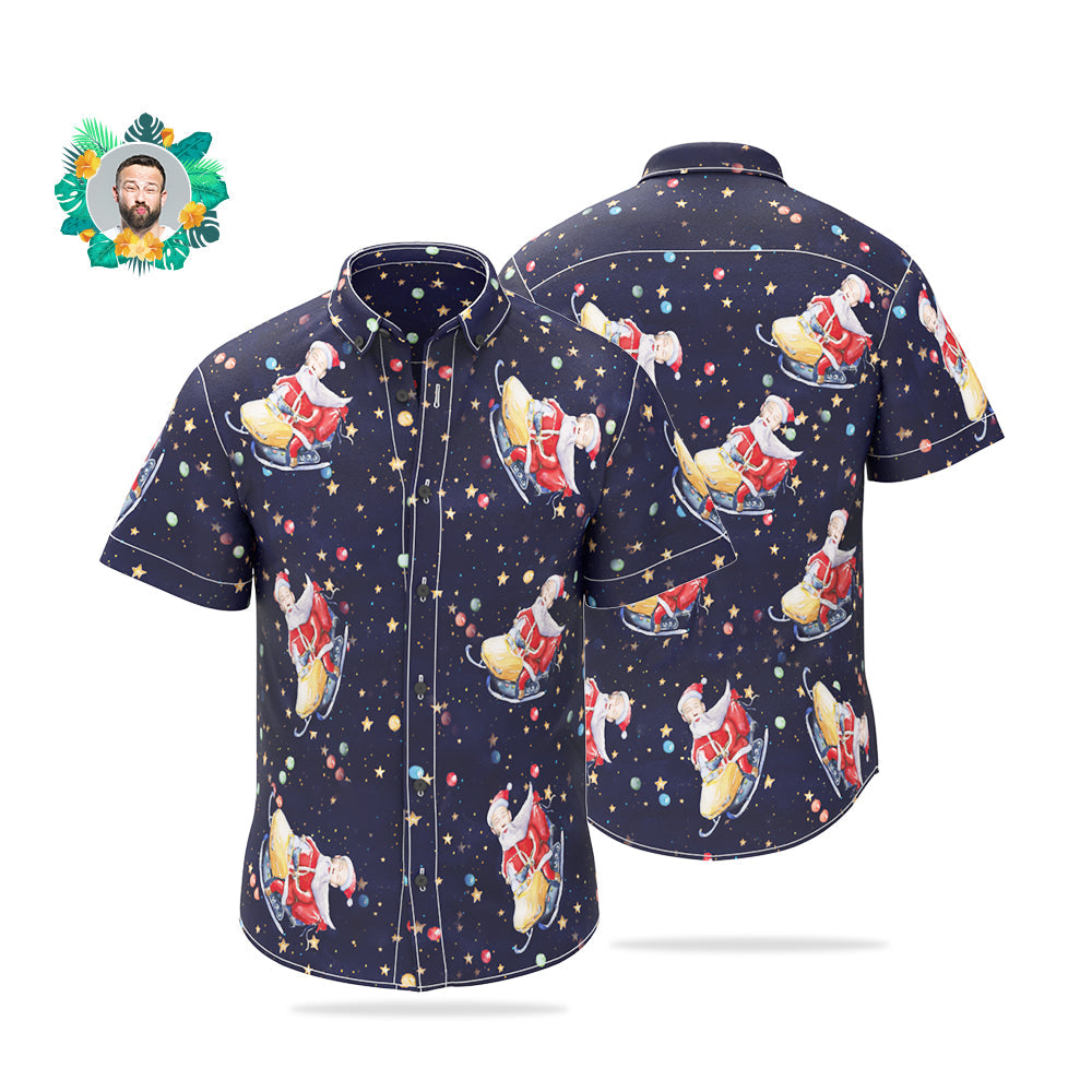 Custom Face Hawaiian Shirt Personalised Santa Claus Funny Christmas Shirts For Men - soufeelmy
