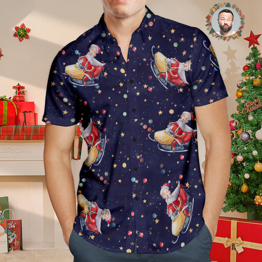 Custom Face Hawaiian Shirt Personalised Santa Claus Funny Christmas Shirts For Men - soufeelmy