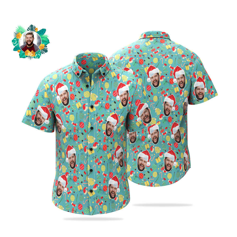 Custom Face Hawaiian Shirt Personalised Photo Christmas Shirts Funny Gift For Men - soufeelmy