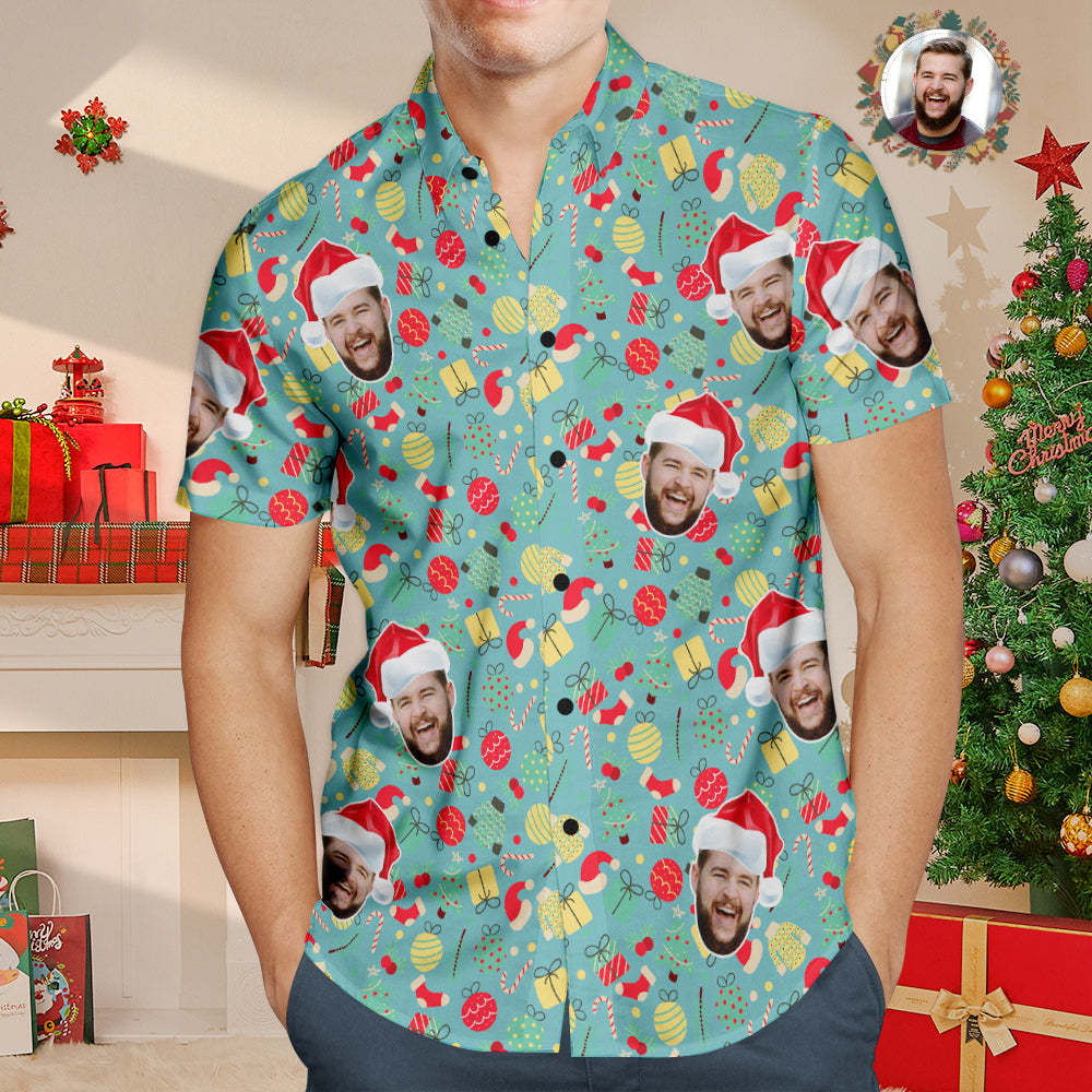 Custom Face Hawaiian Shirt Personalised Photo Christmas Shirts Funny Gift For Men - soufeelmy