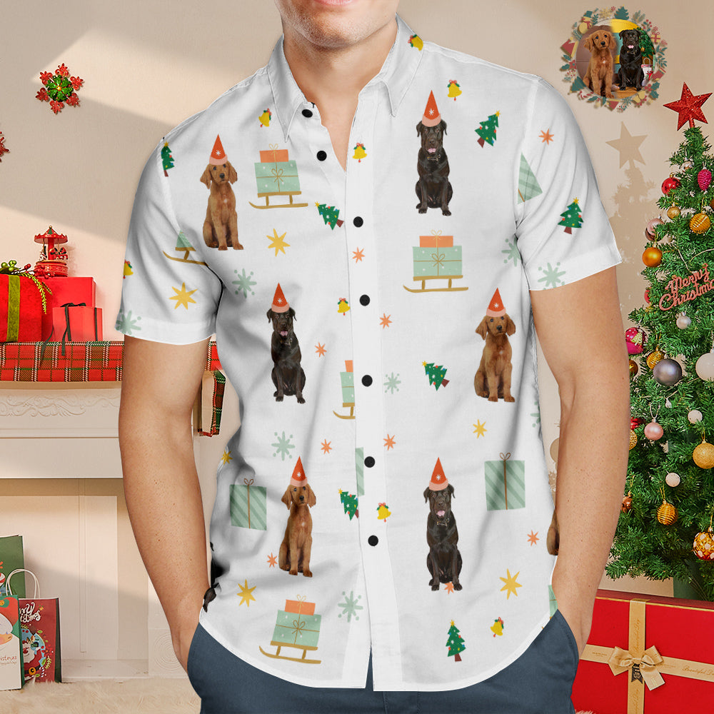 Custom Face Hawaiian Shirt Funny Pet's Photo Christmas Shirt Gift For Men - soufeelmy