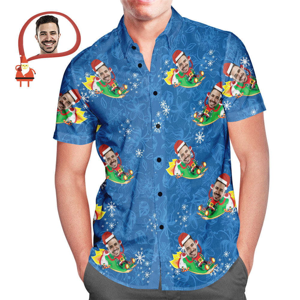 Men's Custom Face Hawaiian Shirt Funny Santa Claus Hawaiian Shirt Christmas Gift - soufeelmy