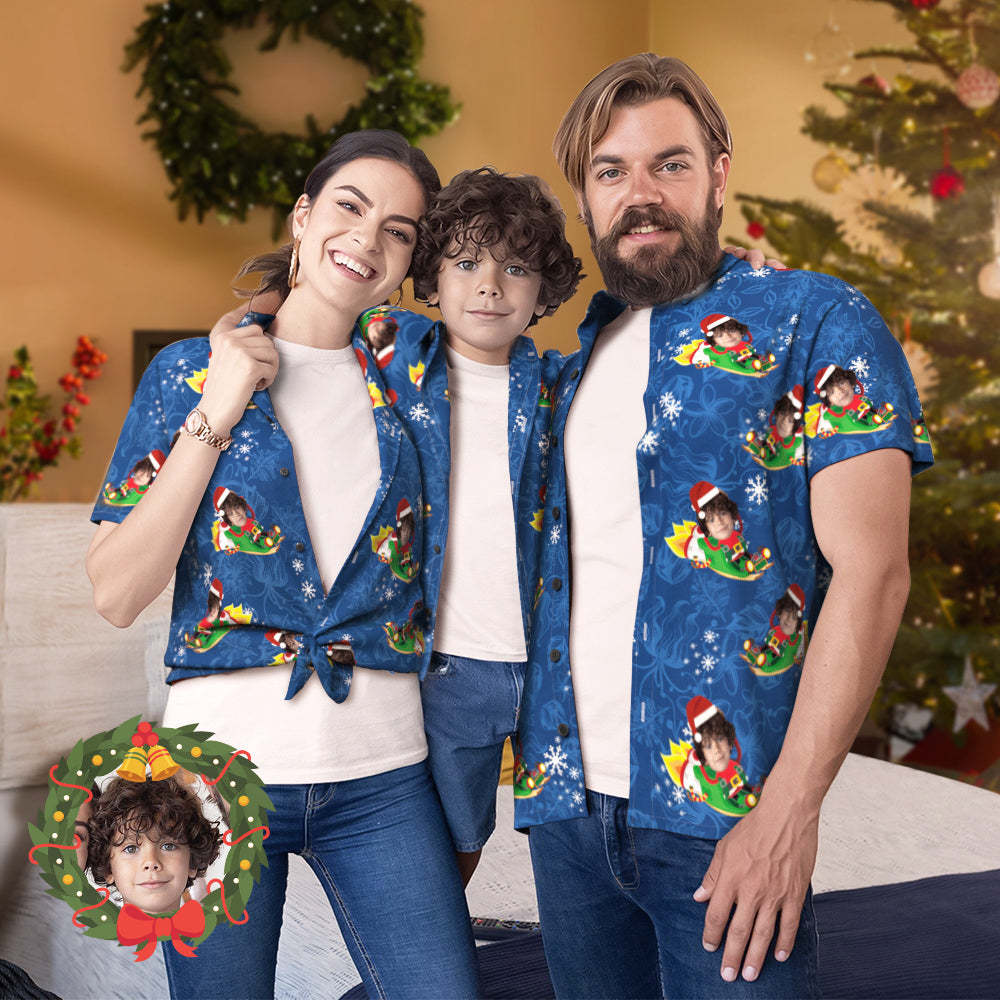 Custom Face Family Matching Hawaiian Outfit Funny Santa Claus Matching Hawaii Shirts - soufeelmy