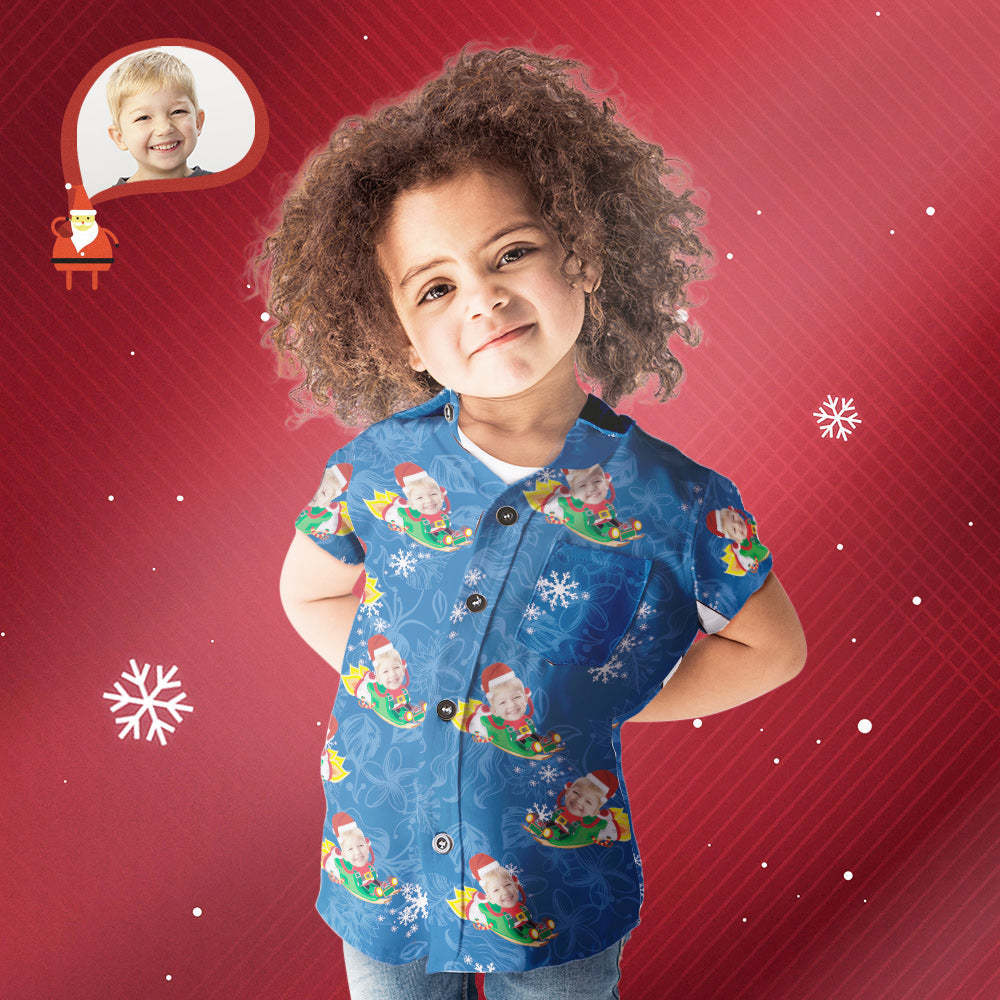 Kid's Custom Face Hawaiian Shirt Funny Santa Claus Hawaiian Shirt Christmas Gift - soufeelmy