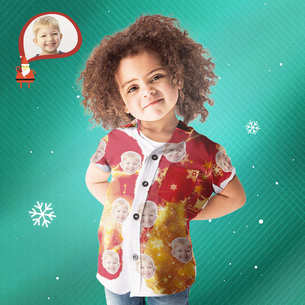 Kid's Custom Face Merry Christmas Personalised Hawaiian Shirt Christmas Gift - soufeelmy
