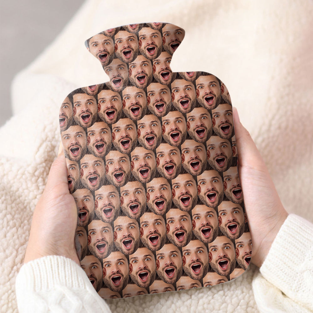 Custom Face Hot Water Bottle Hot Compress and Cold Therapy Funny Hot Water Bag for Winter Gifts - soufeelmy