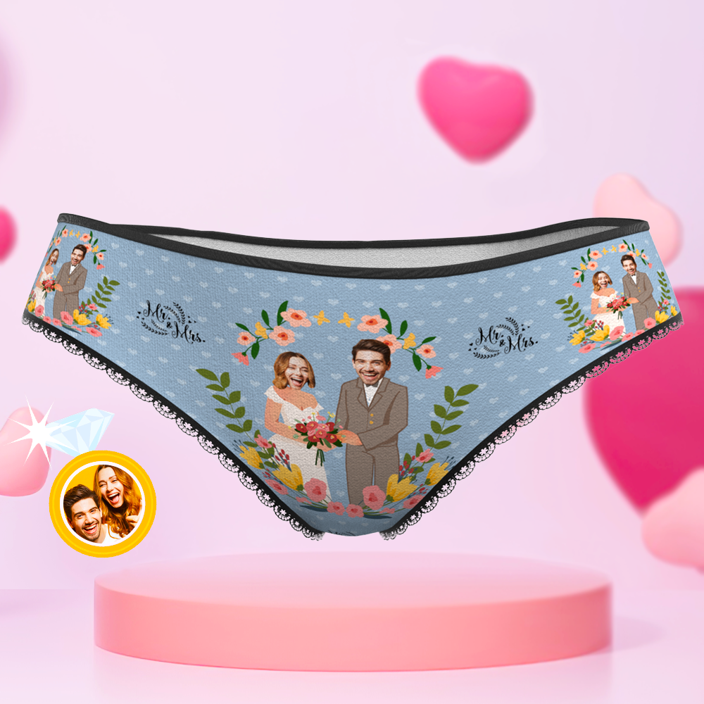 Custom Face Underwear Personalized Wedding Couple Panties Honeymoon Gift -