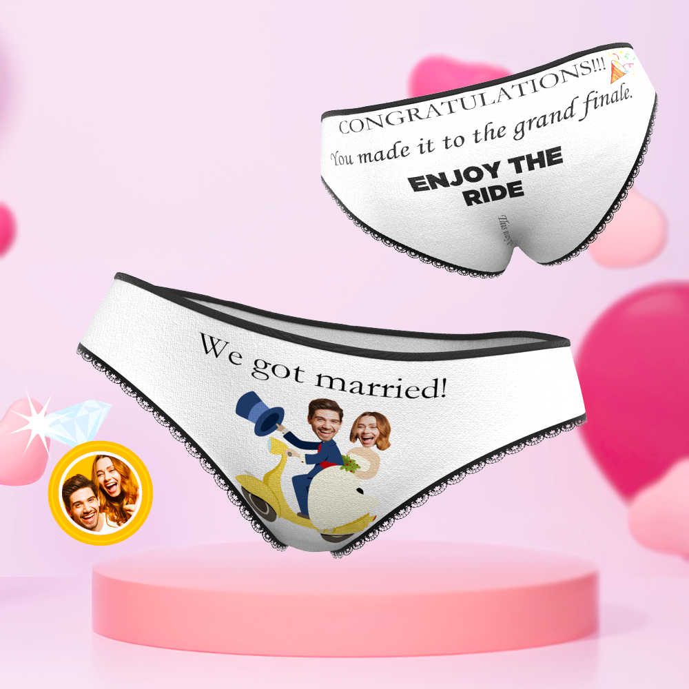 Custom Face Underwear Funny Wedding Panties Personalized Honeymoon Gift -