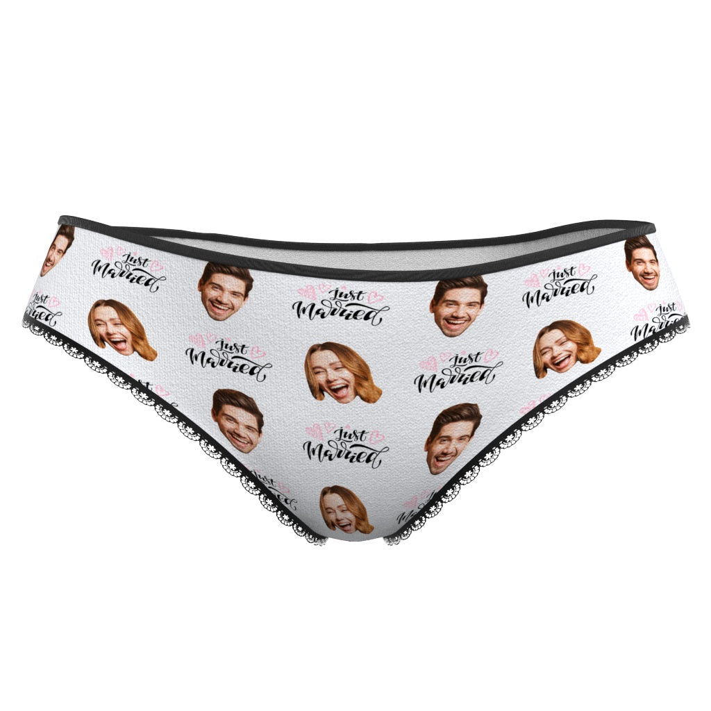 Custom Face Underwear Personalized Just Married Panties Wedding Gift -