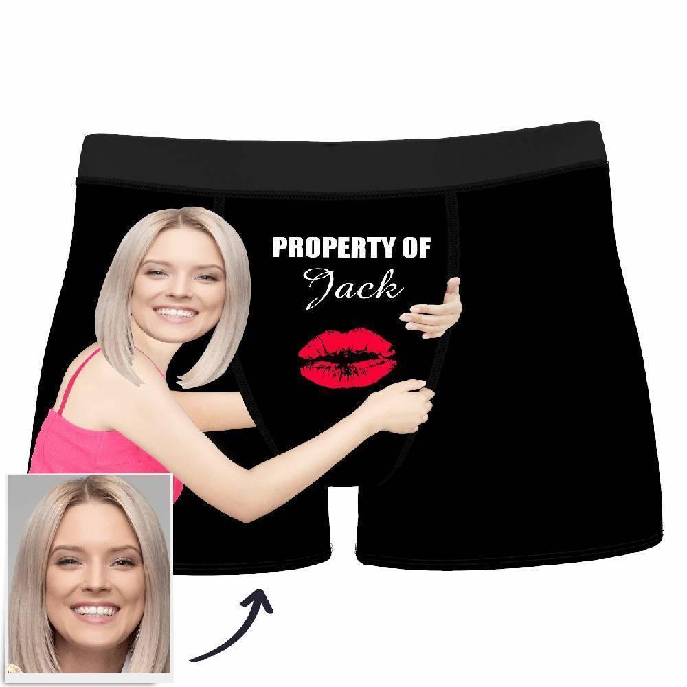 Custom Photo Boxer Property of Your Name Man - soufeelmy