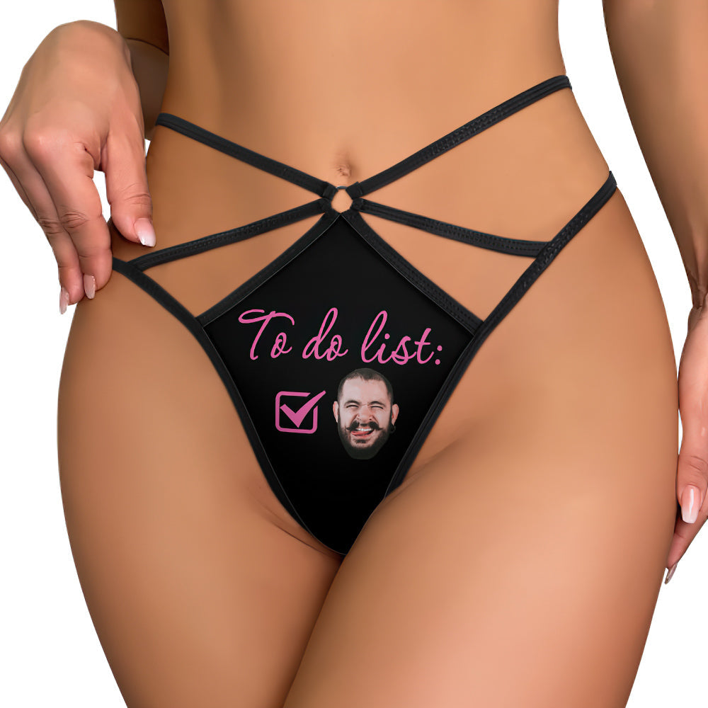 Custom Face Thong Funny Photo Sexy Women's Briefs Gift for Girlfriend - soufeelmy