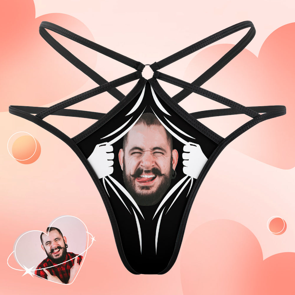 Custom Face Thong Personalized Face Tear Sexy Funny Women's Thongs - soufeelmy
