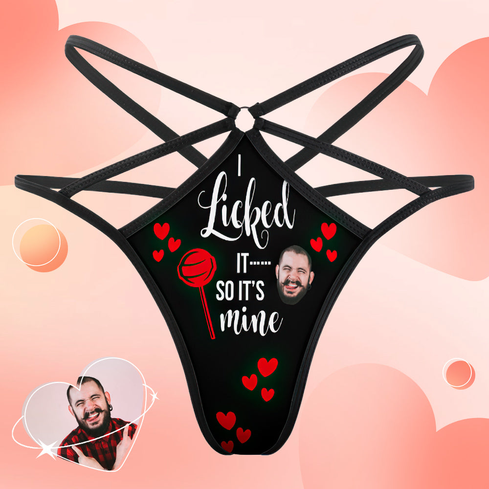 Custom Face Thong Personalized Lollipop It's Mine Funny Sexy Thongs - soufeelmy