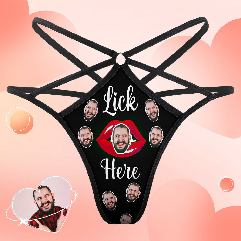 Custom Face Thong Personalized Red Kiss Women's Funny Thongs Gift for Her - soufeelmy
