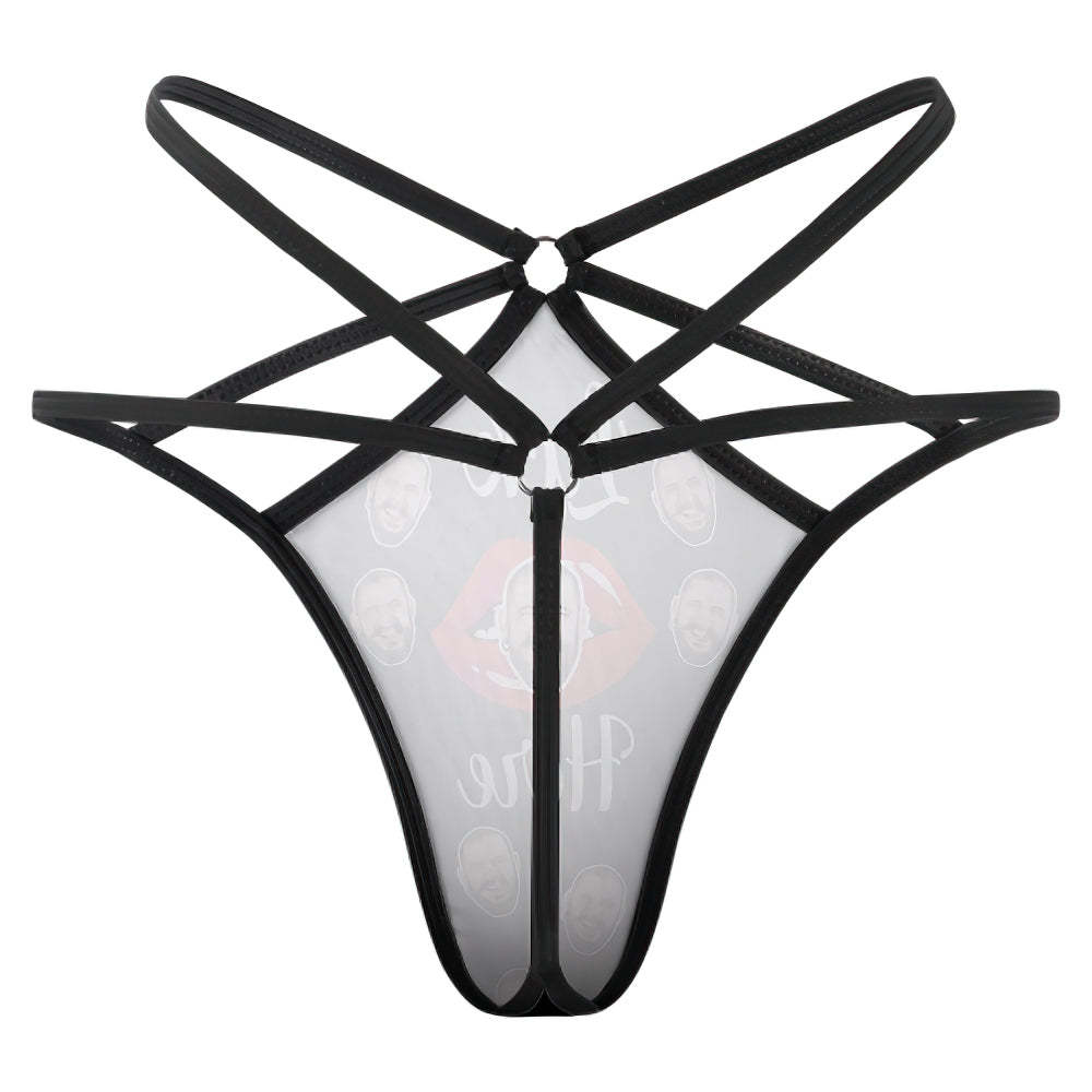 Custom Face Thong Personalized Red Kiss Women's Funny Thongs Gift for Her - soufeelmy