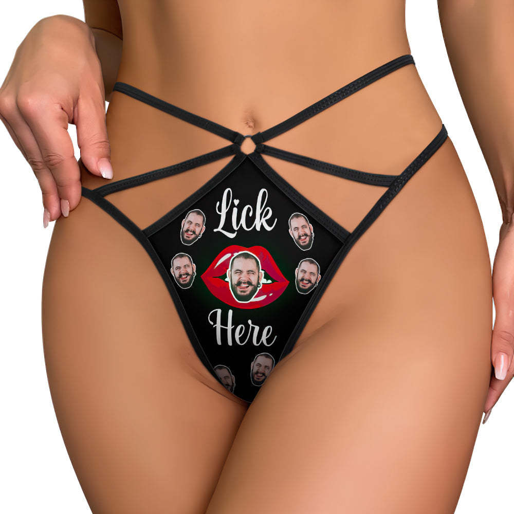 Custom Face Thong Personalized Red Kiss Women's Funny Thongs Gift for Her - soufeelmy