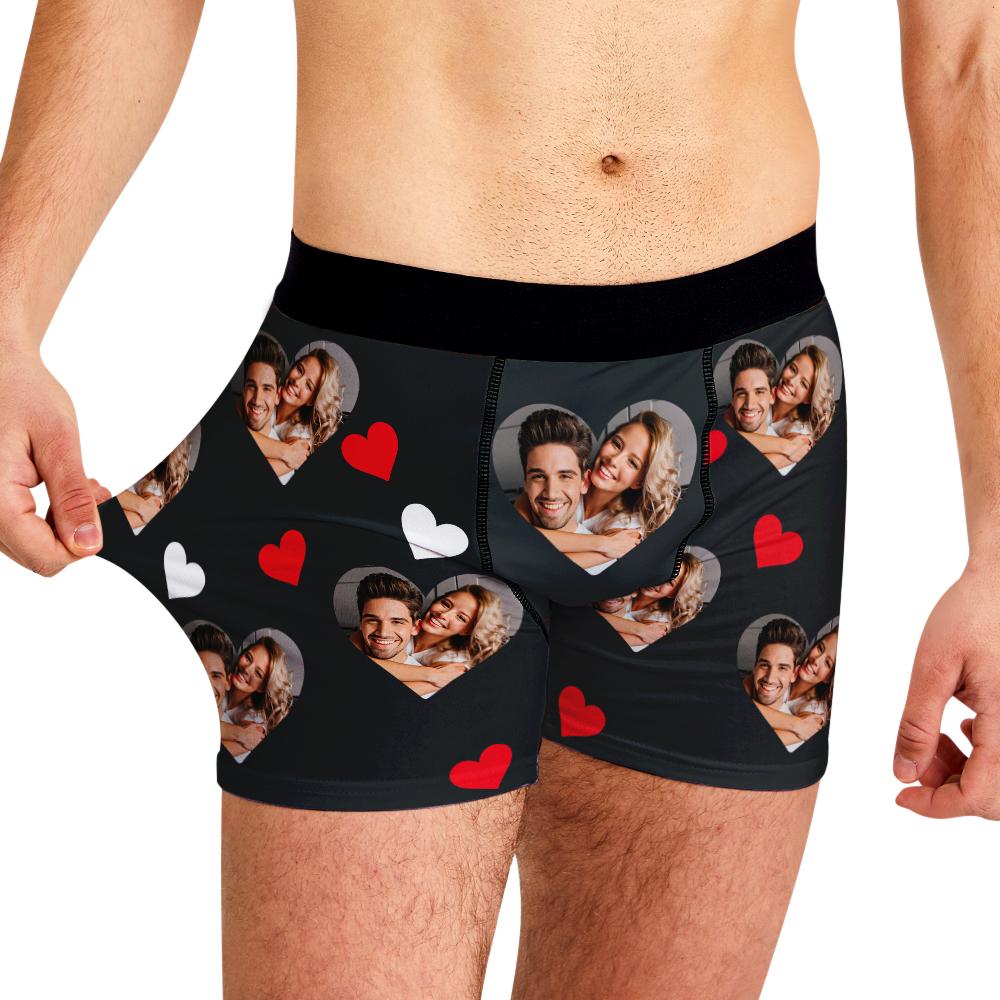 Custom Boxer Men's Shorts Avatar And Heart Shaped Gift For Couples - soufeelmy