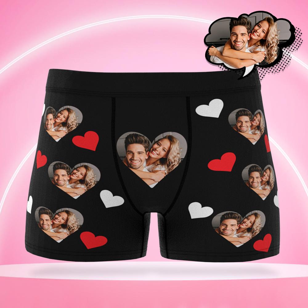Custom Boxer Men's Shorts Avatar And Heart Shaped Gift For Couples - soufeelmy