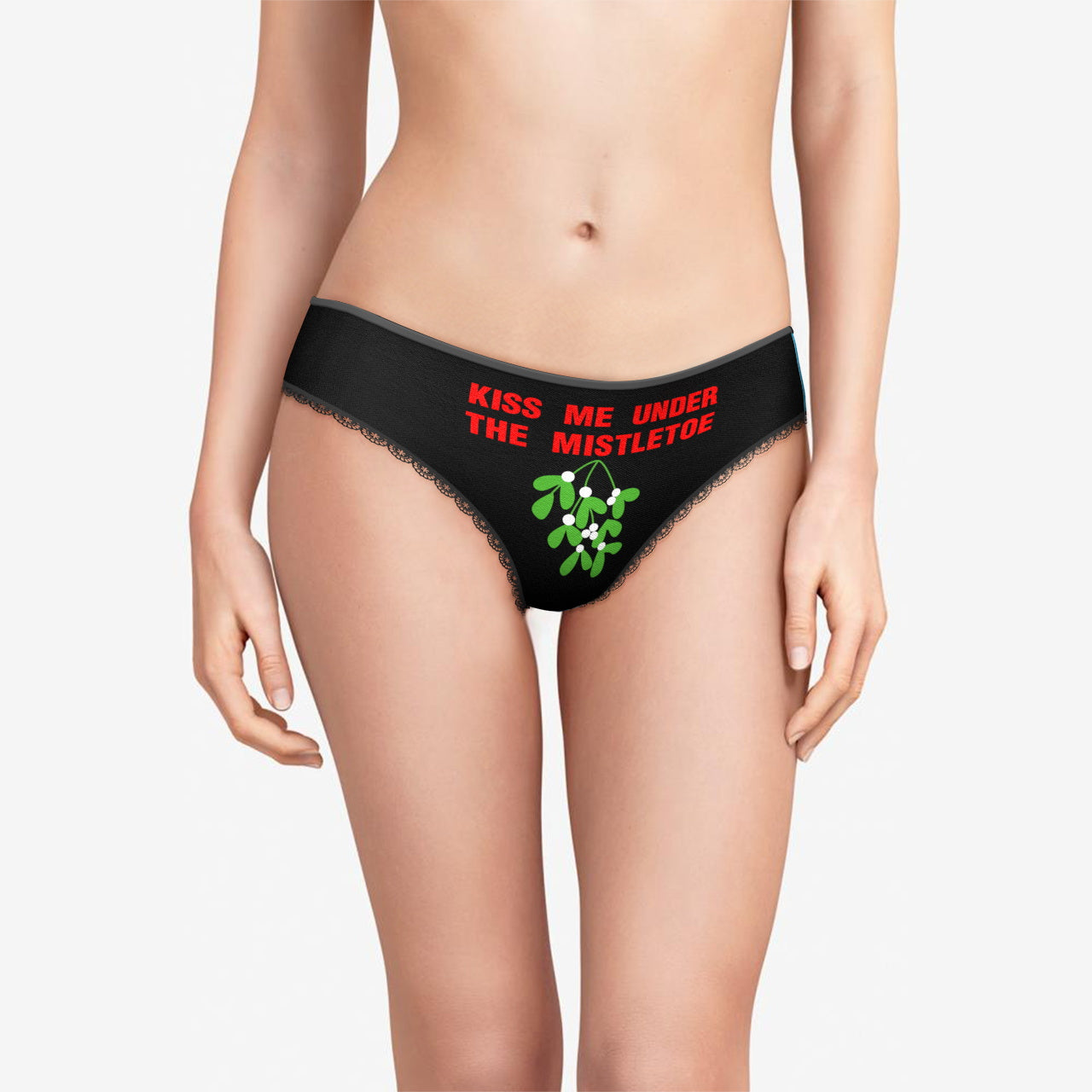 Women's Briefs Kiss Me Under the Mistletoe Christmas Underwear Gift for Her - soufeelmy