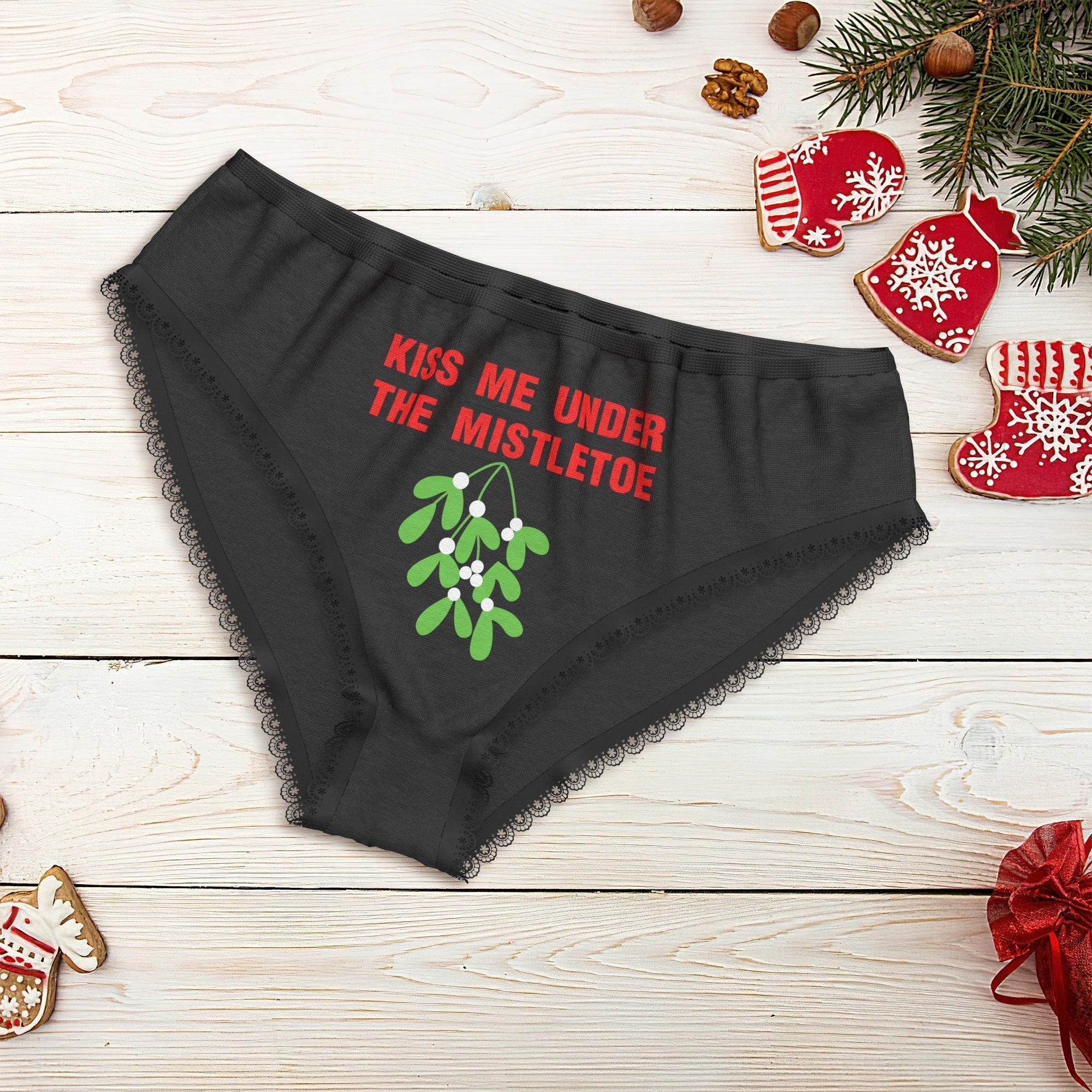 Women's Briefs Kiss Me Under the Mistletoe Christmas Underwear Gift for Her - soufeelmy