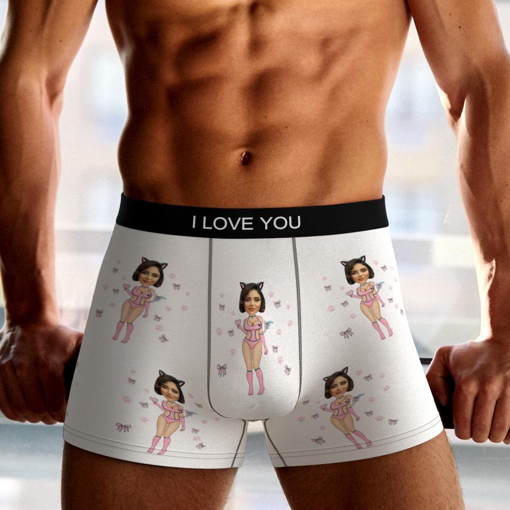 Custom Photo Boxer Catwoman Underwear Men's Underwear Gift For Boyfriend AR View Valentine's Day Gift - soufeelmy