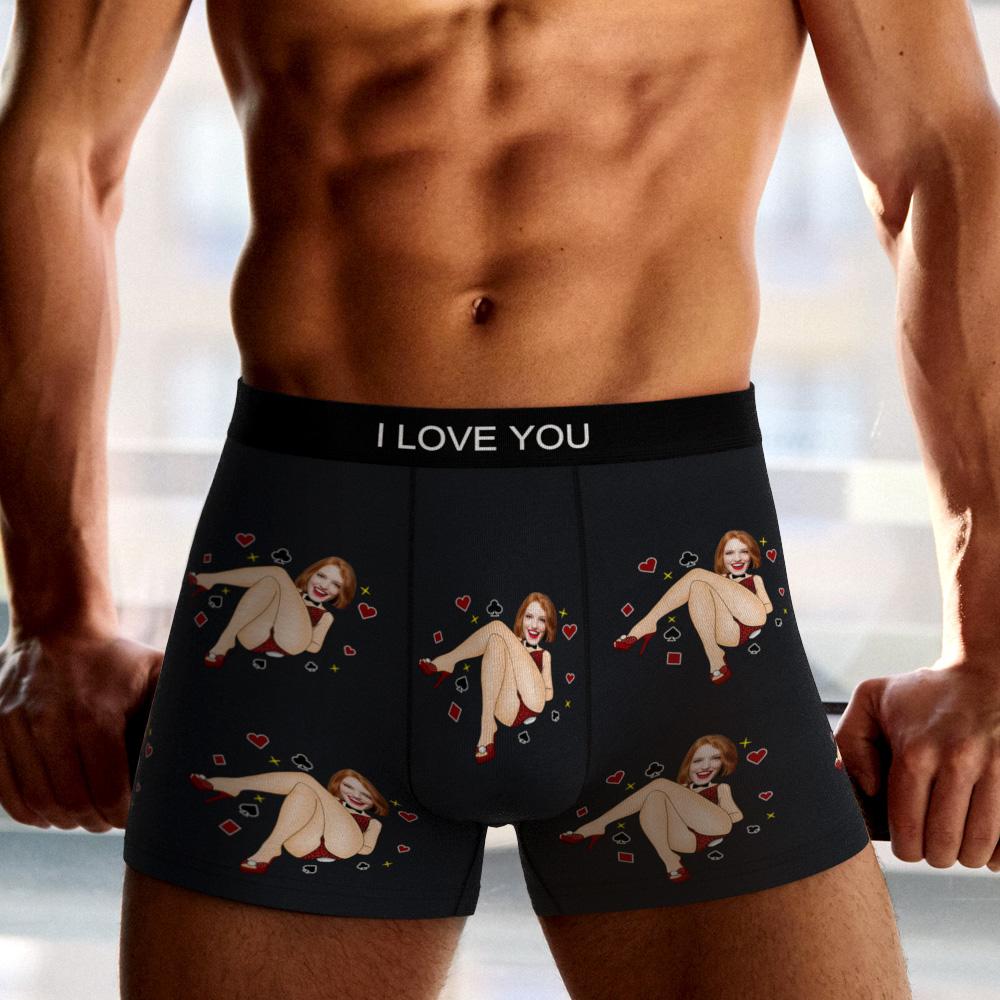 Custom Photo Boxer Bunny Girl Underwear Men's Underwear Gift For Boyfriend AR View - soufeelmy